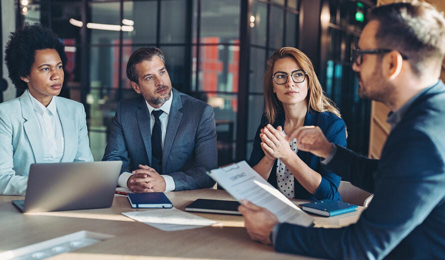 Businessman talking during a meeting