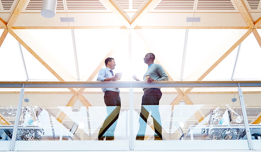 two men talking