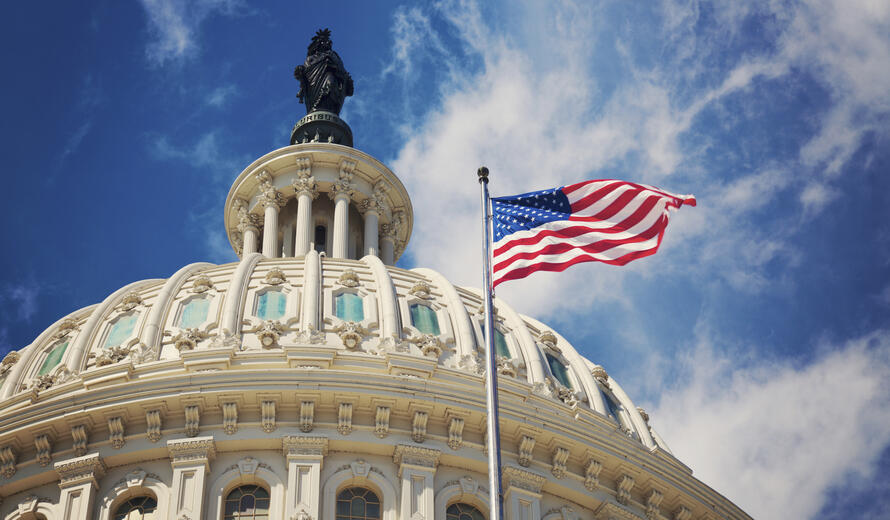 us capital with flag